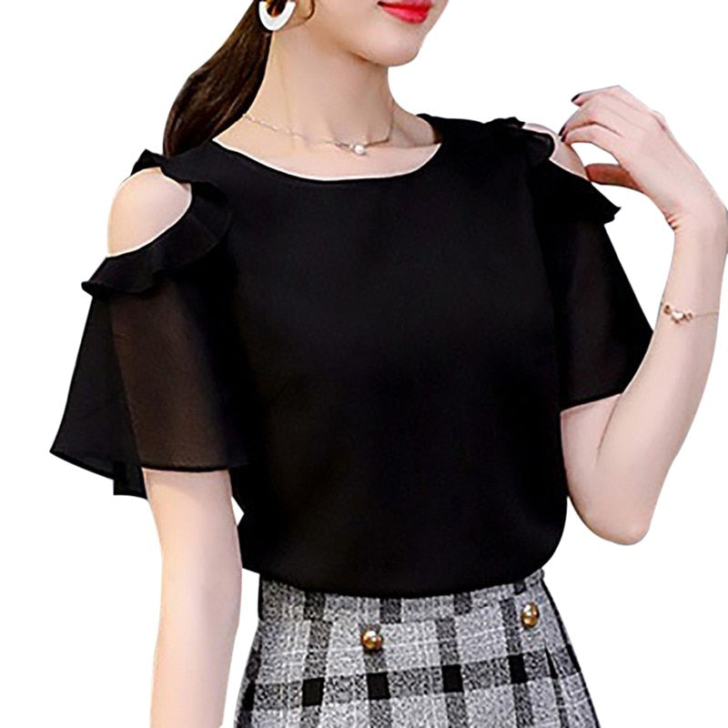 Causal off shoulder o neck blouse